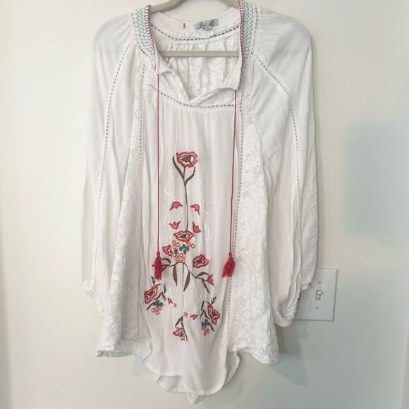 Boho Me White Embroided Blouse M - Picture 2 of 8